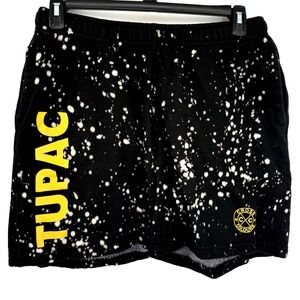Tupac Shakur Cross Colours Men's‎ Black Splatter Sweat Shorts XL